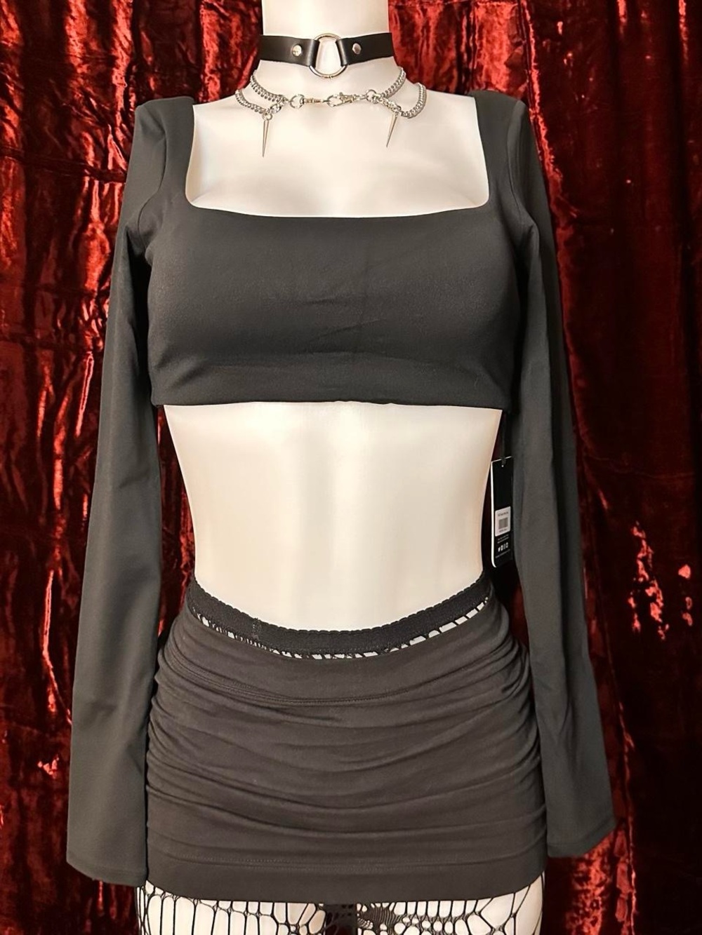 Ryderwear Black Square Neck Crop Top - Size L